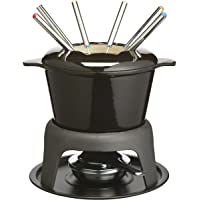 masterclass Kitchen Craft Set de Fondue de Hierro esmaltado (con 6 Pinchos)- Color Negro